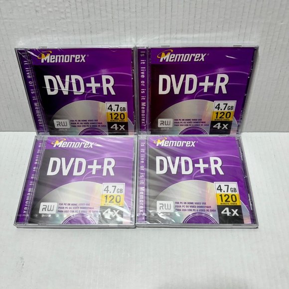 (4-Pack) Memorex DVD+R 4.7GB 120 Min Video Discs Bulk Lot - Recordable Media ๐ - Picture 2 of 4